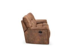 Faux Leather Suede Brown 2 Seater Manual Recliner Sofa - thumbnail 6