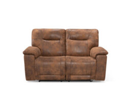 Faux Leather Suede Brown 2 Seater Manual Recliner Sofa - thumbnail 5