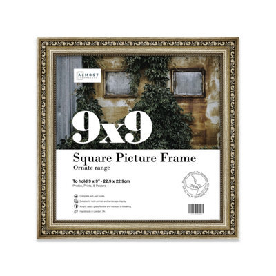 9X9 Champaign Ornate Picture Frame (22.9 X 22.9Cm) Poster, Photo, Artwork, Gallery Wall Or Print