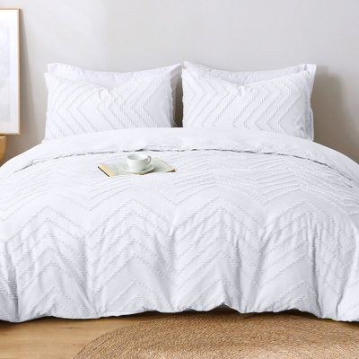 Lazzaro Tufted King Size Duvet Cover Sets Ultrasoft Easy Care King Size Bedding Set With Zipper Closure - image 1