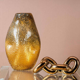 Vanity Living 36.5Cm Amber Yellow Handmade Glass Vase, Tall Decorative Vase For Living Room - thumbnail 3