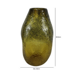 Vanity Living 36.5Cm Amber Yellow Handmade Glass Vase, Tall Decorative Vase For Living Room - thumbnail 4