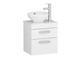 Royal Bathrooms 500mm Wall Hung Vanity Unit 2 Drawer Gloss White & Breeze Countertop Basin - thumbnail 3