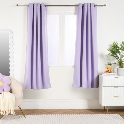 "Ohs Eyelet Blackout Curtains Pair Of Thermal Ring Top, Lilac - 46 X 72""" - image 1