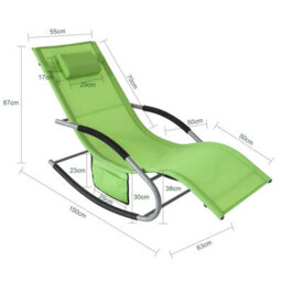 Sobuy Ogs28-Gr, Outdoor Garden Rocking Sun Lounger Recliner Relaxing Chair With Headrest And Side Bag, Green,w147Xd63Xh85 - thumbnail 3