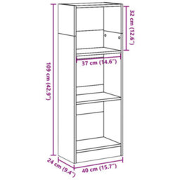 Berkfield Bookcase Concrete Grey 40X24X109 Cm Engineered Wood - thumbnail 9
