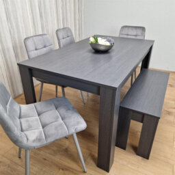 Kosy Koala Modern Dark Grey Dining Table Set With 4 Grey Velvet Chairs And 1 Bench - thumbnail 6
