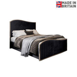 Brixton Upholstered Soft Velvet Metal Bed Frame - Black - thumbnail 7