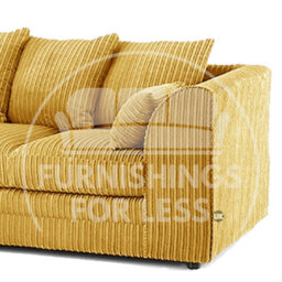 Furnishings For Less UK Luxor Long Fabric Jumbo Cord 4 Seater Sofa - Scatter Back Mustard - thumbnail 2