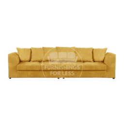 Furnishings For Less UK Luxor Long Fabric Jumbo Cord 4 Seater Sofa - Scatter Back Mustard - thumbnail 1