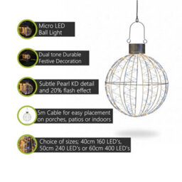 Pegdev - Pdl 60Cm Micro Led Ball Light With 5M Lead Outdoor Indoor Dual Tone White Warm White Durable Festive Decoration - thumbnail 2