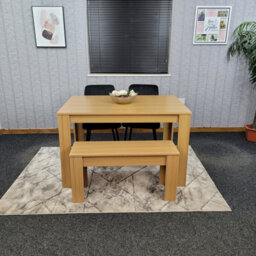 Kosy Koala Oak Effect Kitchen Dining Table, 2 Black Tufted Velvet Chairs And 1 Bench Dining Set (140X80X75 Cm) - thumbnail 8
