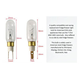 2 X American Style T-Click 40W 240V Fridge Freezer Bulb Lamp - Compatible Non-Genuine By Ufixt - thumbnail 4