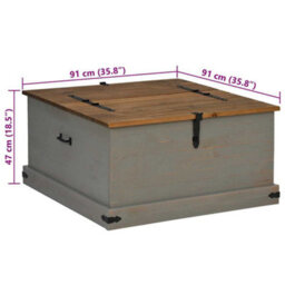 Walplus Storage Chest Halden Grey 91X91X47 Cm Solid Wood Pine - thumbnail 9