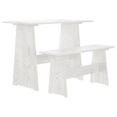 Vidaxl Dining Table With Bench Reine White Solid Wood Pine - image 1