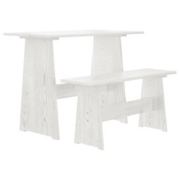 Vidaxl Dining Table With Bench Reine White Solid Wood Pine