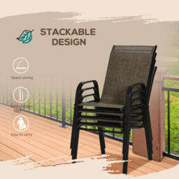 Outsunny Set Of 4 Garden Dining Chair Set Outdoor W/ High Back, Brown - thumbnail 5