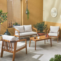 Sweeek - 4-Seater Wooden Garden Sofa Set Beige 108.5X74.7X64.5 Cm - Loberia - thumbnail 9