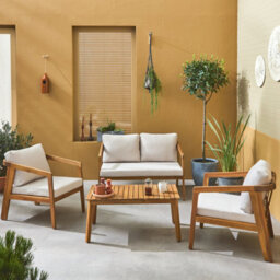 Sweeek - 4-Seater Wooden Garden Sofa Set Beige 108.5X74.7X64.5 Cm - Loberia - thumbnail 1