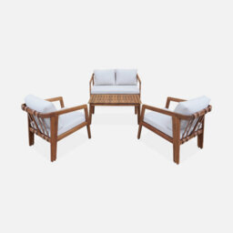 Sweeek - 4-Seater Wooden Garden Sofa Set Beige 108.5X74.7X64.5 Cm - Loberia - thumbnail 2