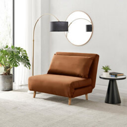 Furniturebox Uk Bobby Orange Velvet Single Folding Sofa Bed Chair