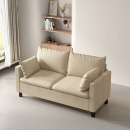 Mcc Direct Large 2 Seater Plush Padded Sofa/couch Linen Fabric Settee Beige - Laura