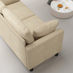Mcc Direct Large 2 Seater Plush Padded Sofa/couch Linen Fabric Settee Beige - Laura - thumbnail 6