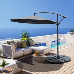 Living And Home 3M Large Rotatable Garden Sun Shade Cantilever Parasol Patio Hanging Banana Umbrella Crank Tilt With Fillable Base, Dark Grey - thumbnail 2