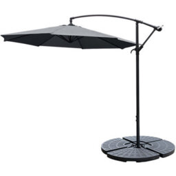 Living And Home 3M Large Rotatable Garden Sun Shade Cantilever Parasol Patio Hanging Banana Umbrella Crank Tilt With Fillable Base, Dark Grey - thumbnail 3