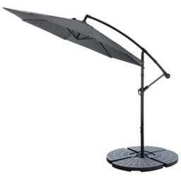 Living And Home 3M Large Rotatable Garden Sun Shade Cantilever Parasol Patio Hanging Banana Umbrella Crank Tilt With Fillable Base, Dark Grey - thumbnail 4