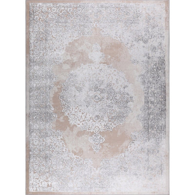 Livabliss Lustro-Vintage Beige Grey Off-White Traditional Boho Living Dining Bedroom Rug 120 X 170 Cm Easy Care, Non Shedding - image 1