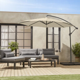 Sweeek - Offset Round Parasol 350Cm Beige 350X350X250 Cm - Hardelot