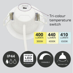 First Choice Lighting Set Of 20 Cct Led Bathroom Downlights White Ip44 Recessed Downlights - thumbnail 3