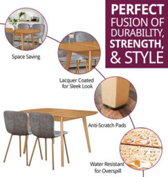 Hallowood Furniture Aston Butterfly Extending Table With 4 Taupe Faux Leather Chairs With Wooden Effect Legs - thumbnail 2