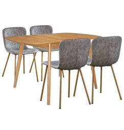 Hallowood Furniture Aston Butterfly Extending Table With 4 Taupe Faux Leather Chairs With Wooden Effect Legs - thumbnail 9