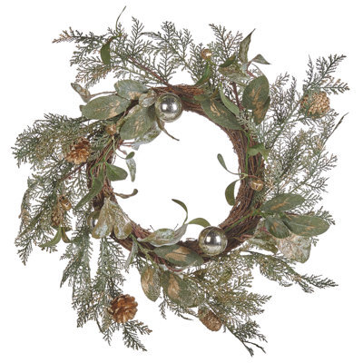 Beliani Christmas Wreath Hovila Gold 45 Cm - image 1