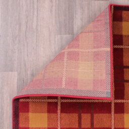 Tartan Red Chequered Tartan Easy To Clean Rug For Dining Room-60Cm X 110Cm - thumbnail 7