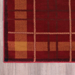 Tartan Red Chequered Tartan Easy To Clean Rug For Dining Room-60Cm X 110Cm - thumbnail 5