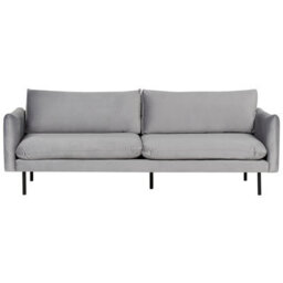 Beliani Living Room Set 5 Seater Vinterbro Velvet Grey With Ottoman - thumbnail 4