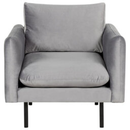 Beliani Living Room Set 5 Seater Vinterbro Velvet Grey With Ottoman - thumbnail 8