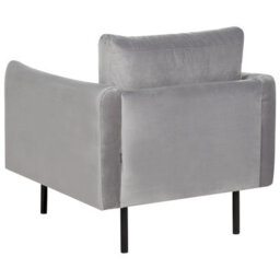 Beliani Living Room Set 5 Seater Vinterbro Velvet Grey With Ottoman - thumbnail 9