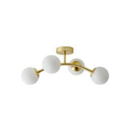 Valuelights Jas Gold 4 Way Ceiling Light With White Frosted Glass Globe Shades - thumbnail 7