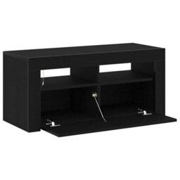 Berkfield Tv Cabinet With Led Black Oak 90X35X40 Cm Engineered Wood - thumbnail 7