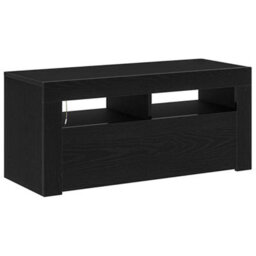 Berkfield Tv Cabinet With Led Black Oak 90X35X40 Cm Engineered Wood - thumbnail 6