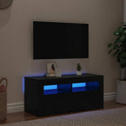 Berkfield Tv Cabinet With Led Black Oak 90X35X40 Cm Engineered Wood - thumbnail 5