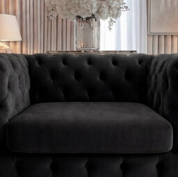Sofaya Monaco Chesterfield Black Velvet Sofa Set - 1,2,3 Seater & 3+2 Seater Set Deep Buttoned Cushions Upholstery Couch Settee - thumbnail 5