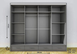 RAC3 Sliding Wardrobe Led Mirror Space Saving Bedroom Wardrobe, Contemporary Bedroom Sliding Wardrobe & Mirror Wardrobe (Grey 256) - thumbnail 2