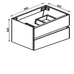 AVER-GROWTH Wall-Mounted Bathroom Vanity Unit Gloss Grey Flat Pack Bathroom Cabinets Only 990(W)X445X(D)X520(H)mm With 2 Drawers - thumbnail 8