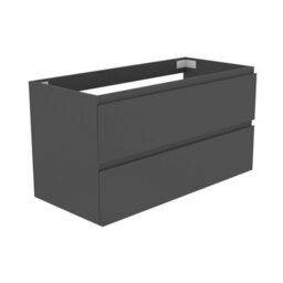 AVER-GROWTH Wall-Mounted Bathroom Vanity Unit Gloss Grey Flat Pack Bathroom Cabinets Only 990(W)X445X(D)X520(H)mm With 2 Drawers - thumbnail 1