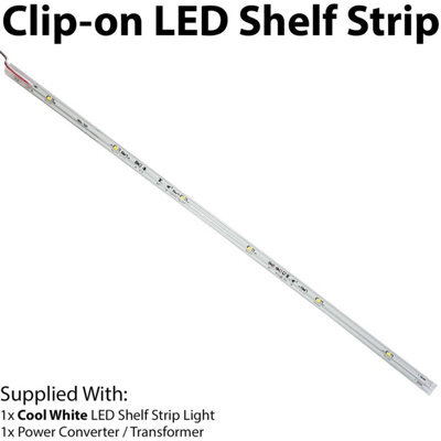 450mm Clip On Led Shelf Kit Cool White 4mm Glass Illuminated Kitchen Unit Light - image 1